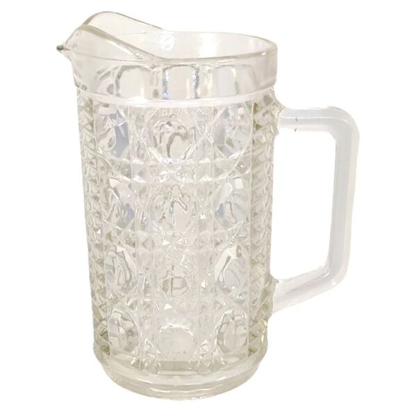 Glass Pitcher Federal Indiana Windsor Cane 16 oz - Picture 6 of 12